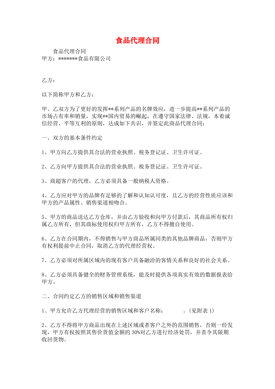 食品代理合同（国内贸易代理）的法律要点与实务指南